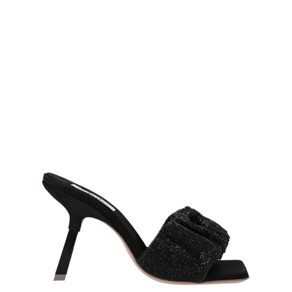 SEBASTIAN Black Goatskin Stiletto Heel Women's Sandals